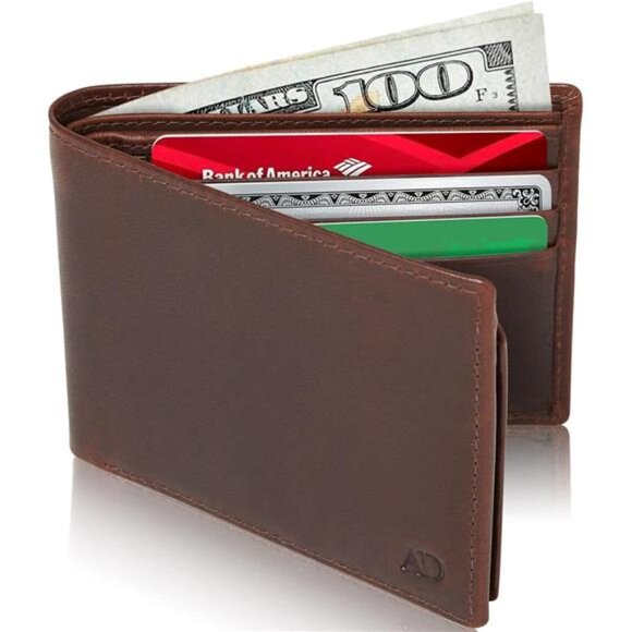 Slim Leather Bifold Wallets For Men - Minimalist Mens Wallet RFID Blocking - Picture 2 of 7